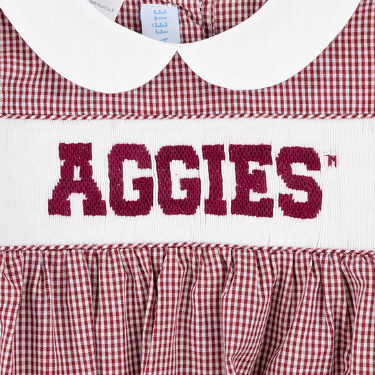 Texas A&M Cristina Mini Check Smocked Bubble