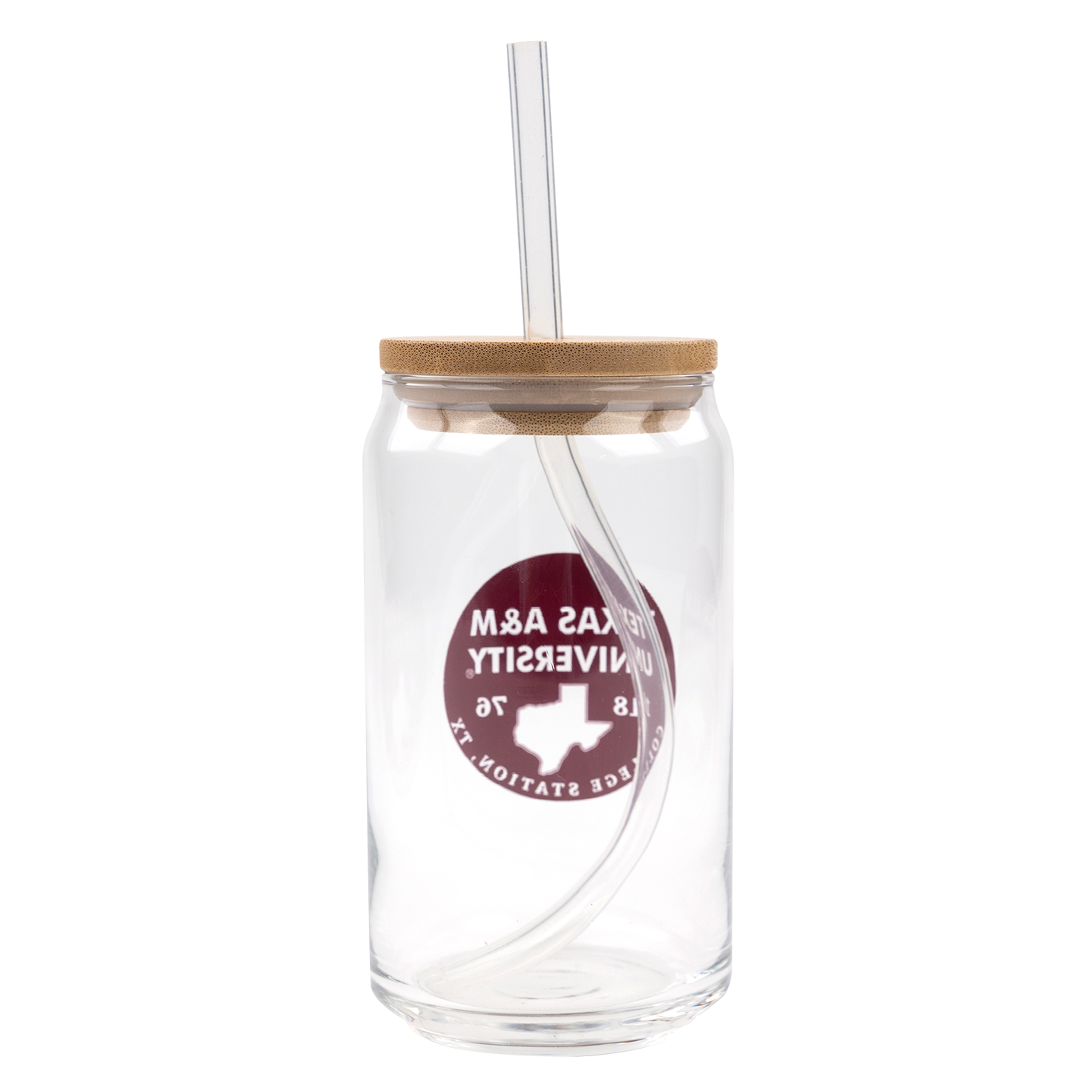 Texas A&M Glass Cup with Wooden Lid