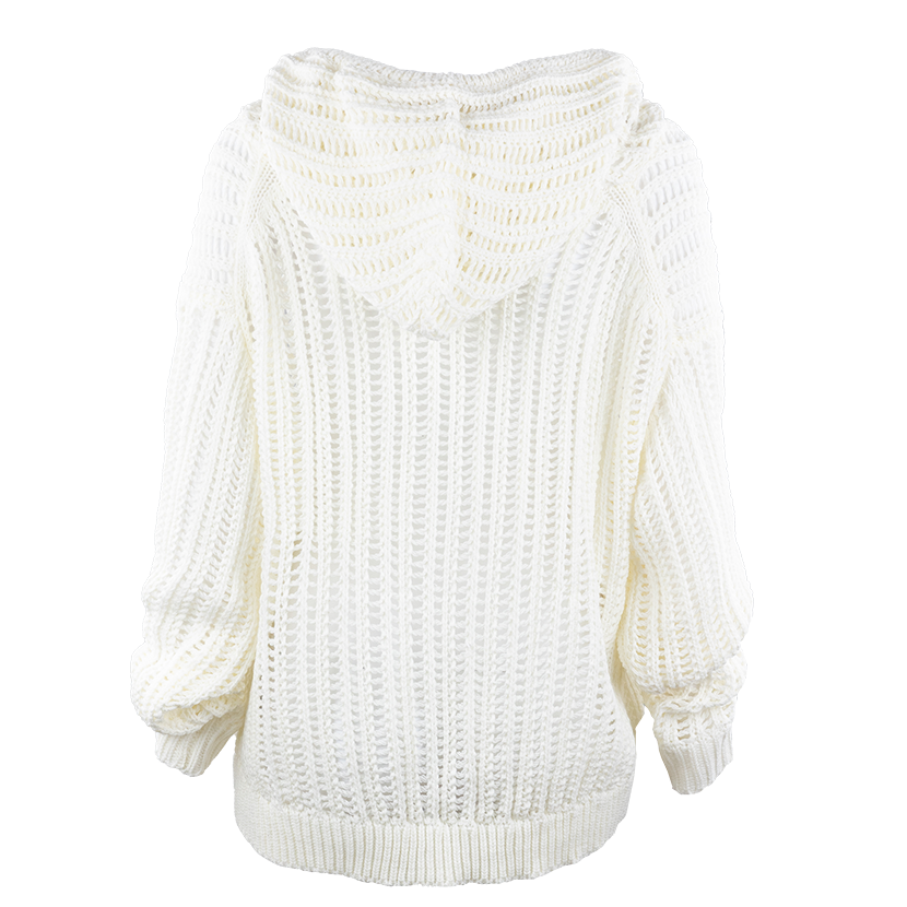 Cream Open Knit Hooded Sweater