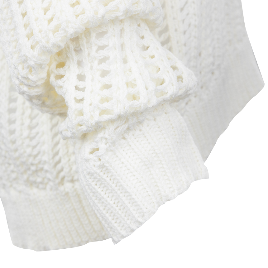 Cream Open Knit Hooded Sweater