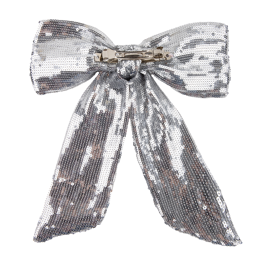 Queen of Sparkles Silver Sequin Bow