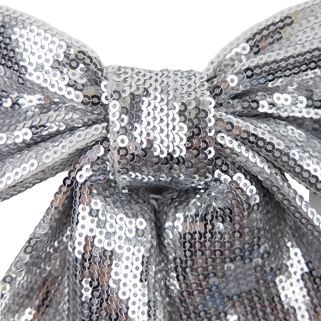 Queen of Sparkles Silver Sequin Bow