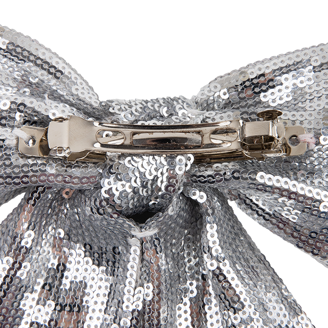 Queen of Sparkles Silver Sequin Bow