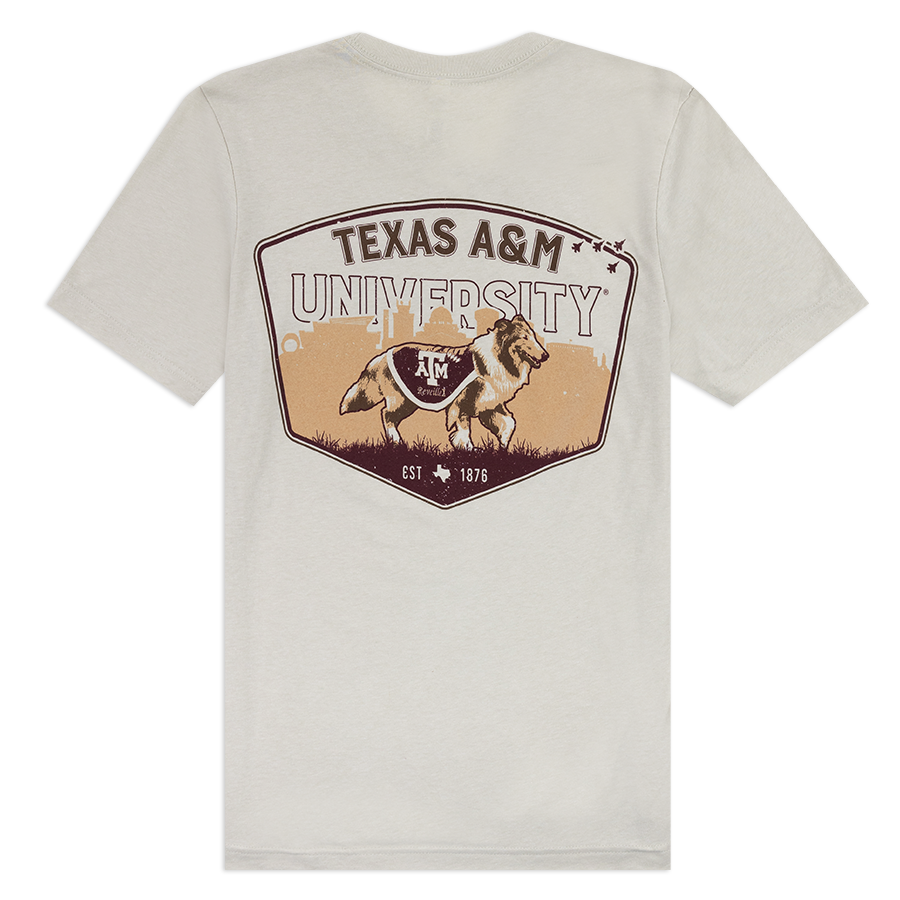 Texas A&M Reveille on a Walk Skyline T-Shirt