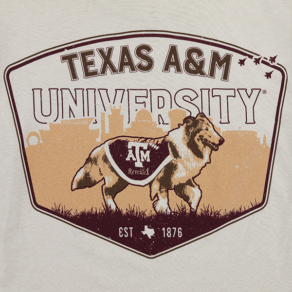 Texas A&M Reveille on a Walk Skyline T-Shirt