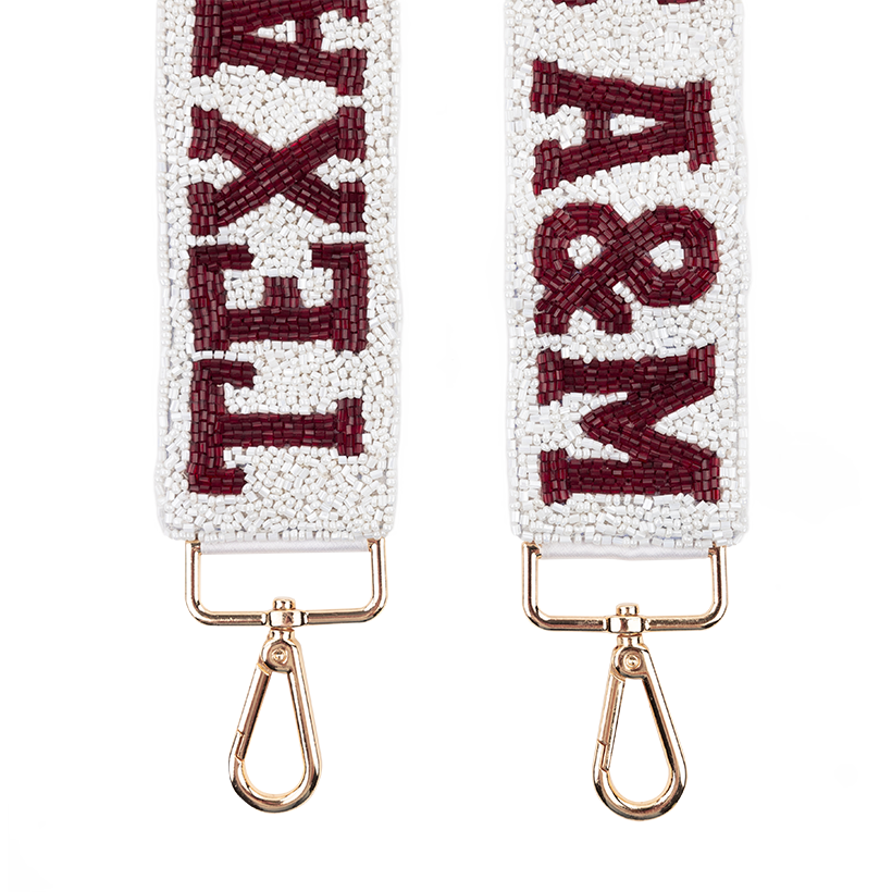 Texas A&M White Beaded Purse Strap