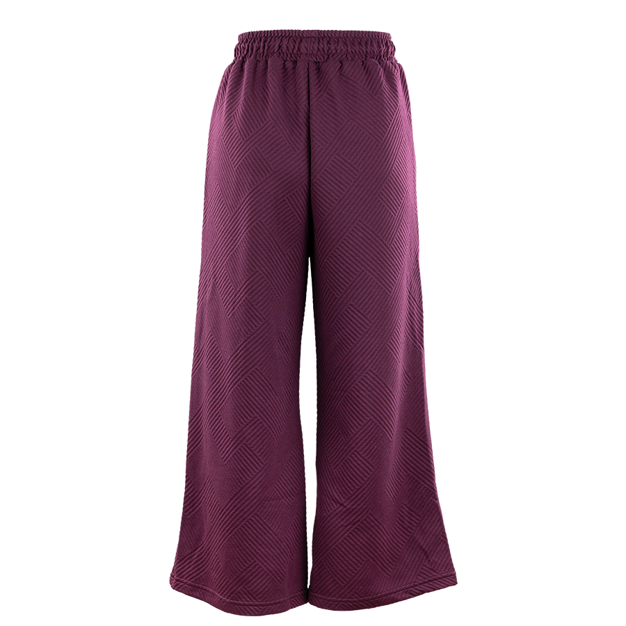 Maroon Textured Soft Cropped Wide Pants