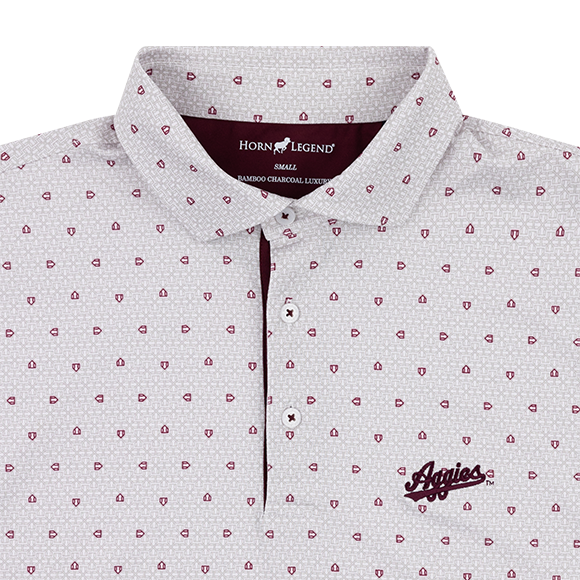 Texas A&M Horn Legend Aggies Baseball Diamond Script Polo