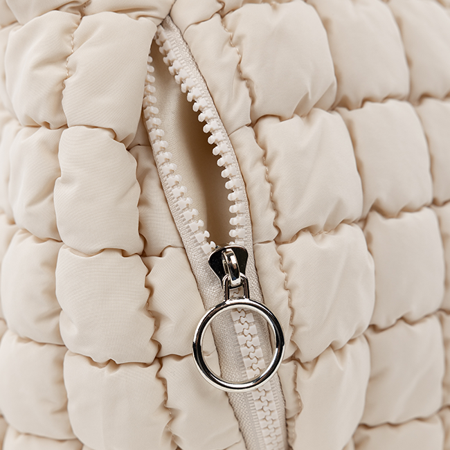 Cream Quilted Puff Tote