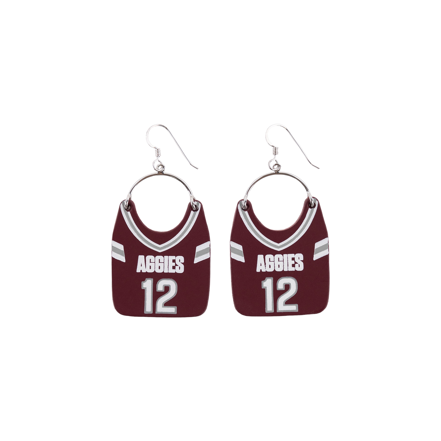 Aggies Silver Football Jersey Charlies Earrings