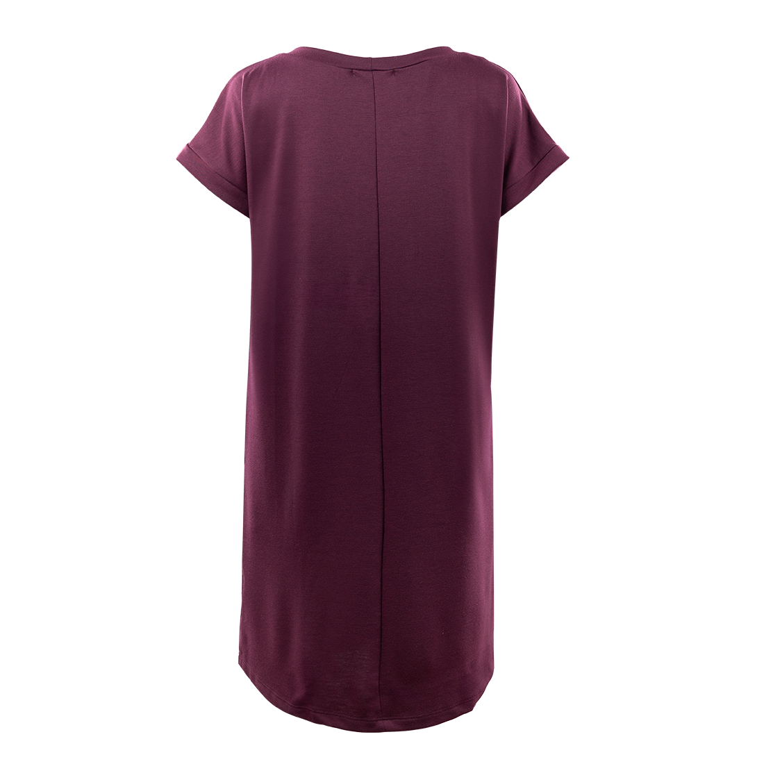 Maroon Round Neck Solid Terry Dress