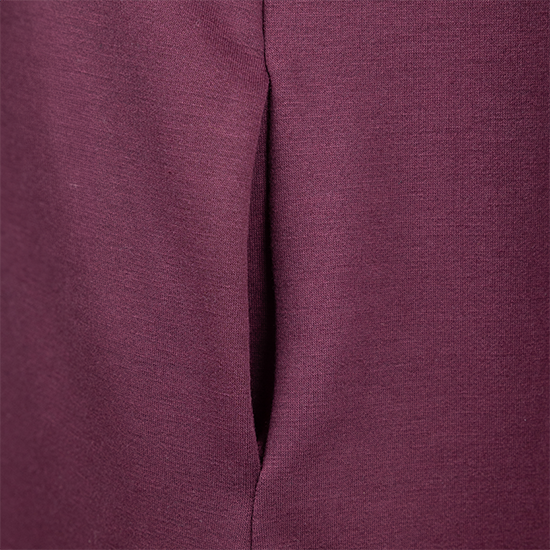 Maroon Round Neck Solid Terry Dress