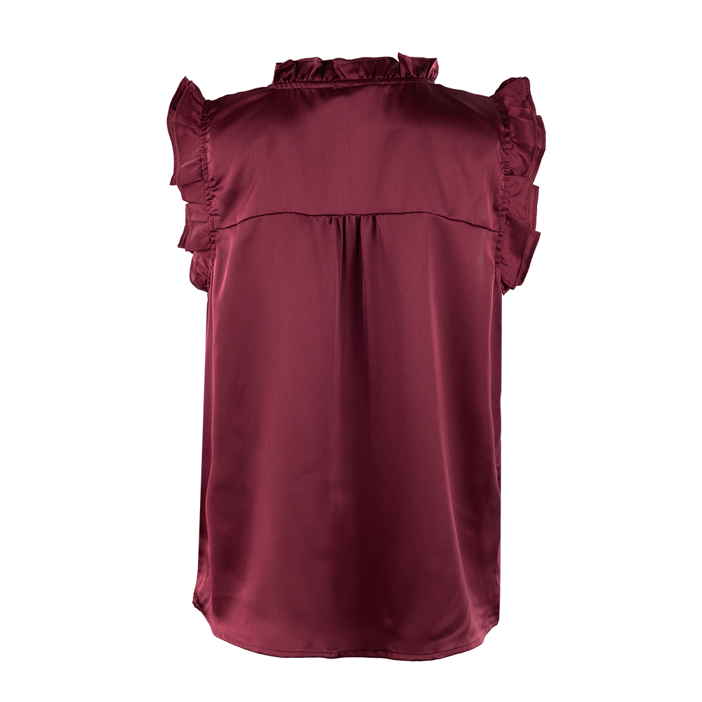 Maroon Ruffle Collared Tank Top