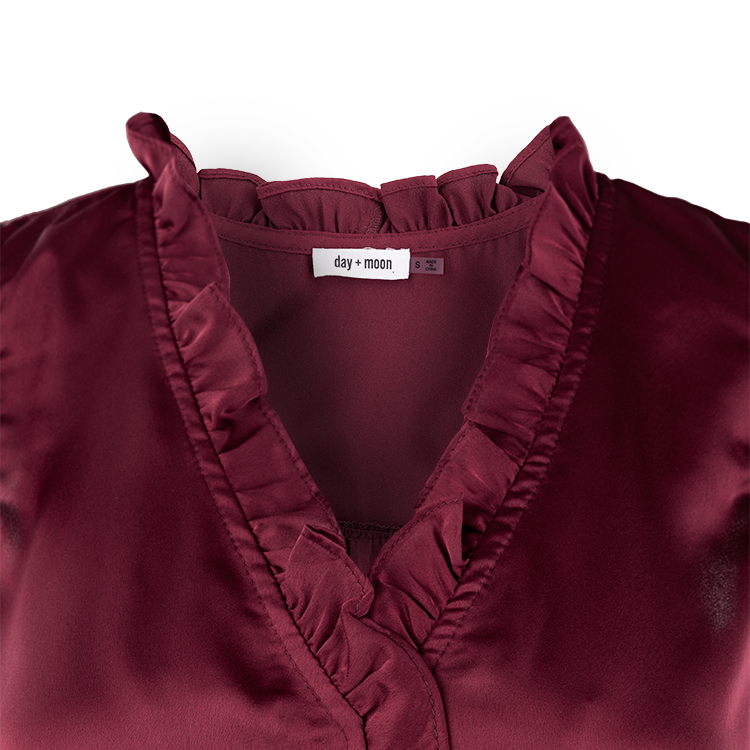 Maroon Ruffle Collared Tank Top