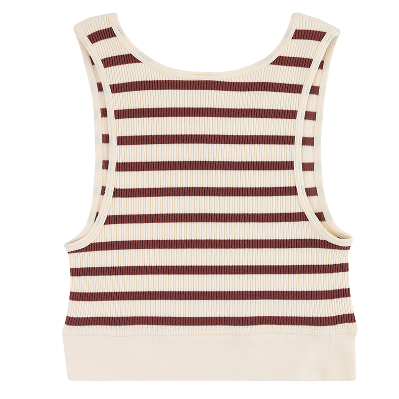 Maroon Striped Ribbed Tank