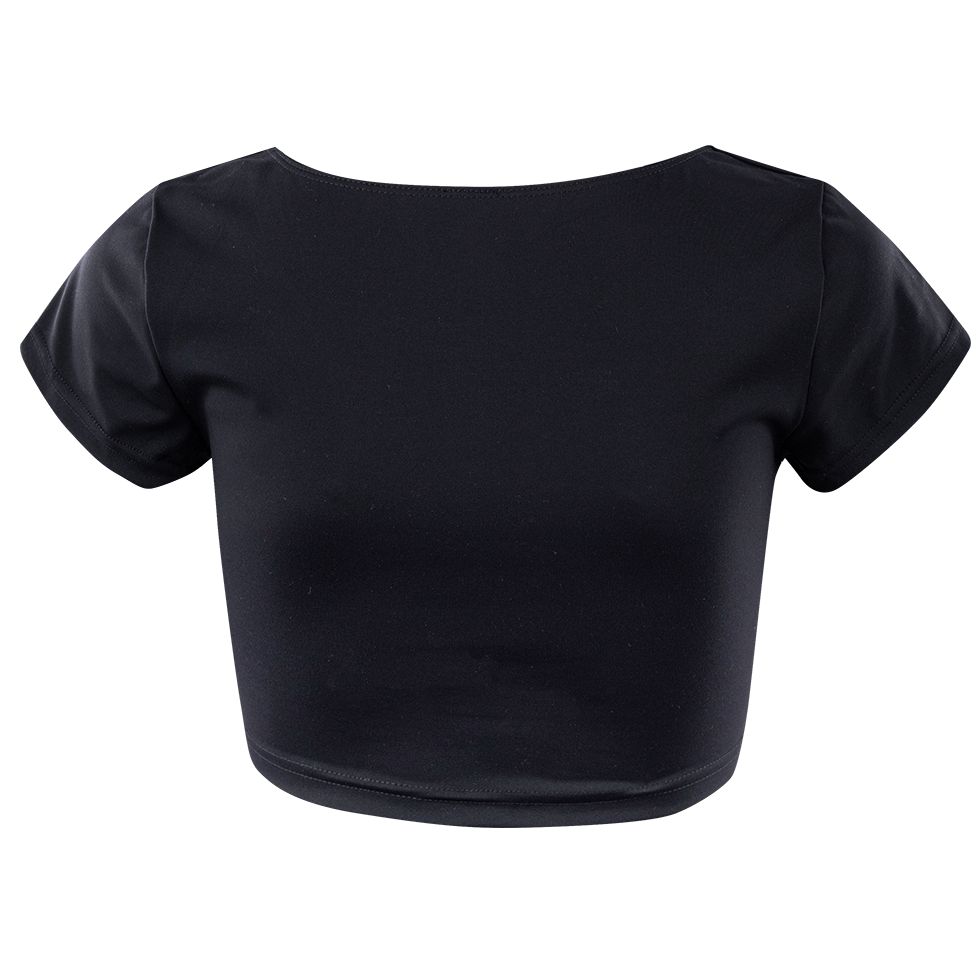 Black V Neck Ruched Crop Top