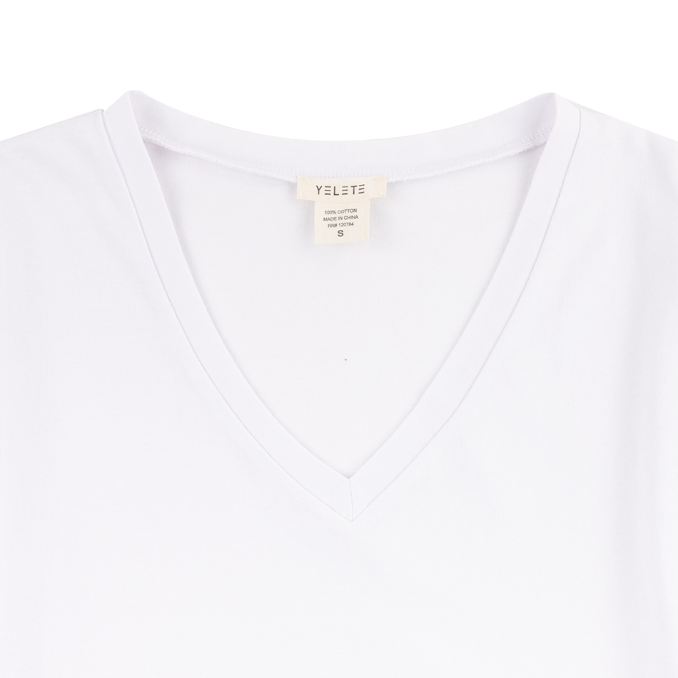 White V-Neck Cotton T-Shirt