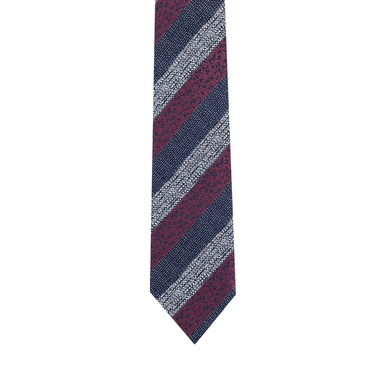 Blue White and Maroon Stripe Pattern Tie