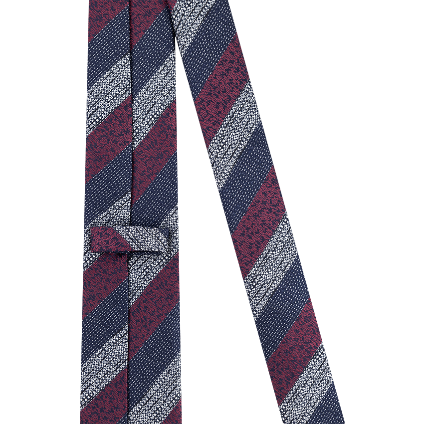 Blue White and Maroon Stripe Pattern Tie