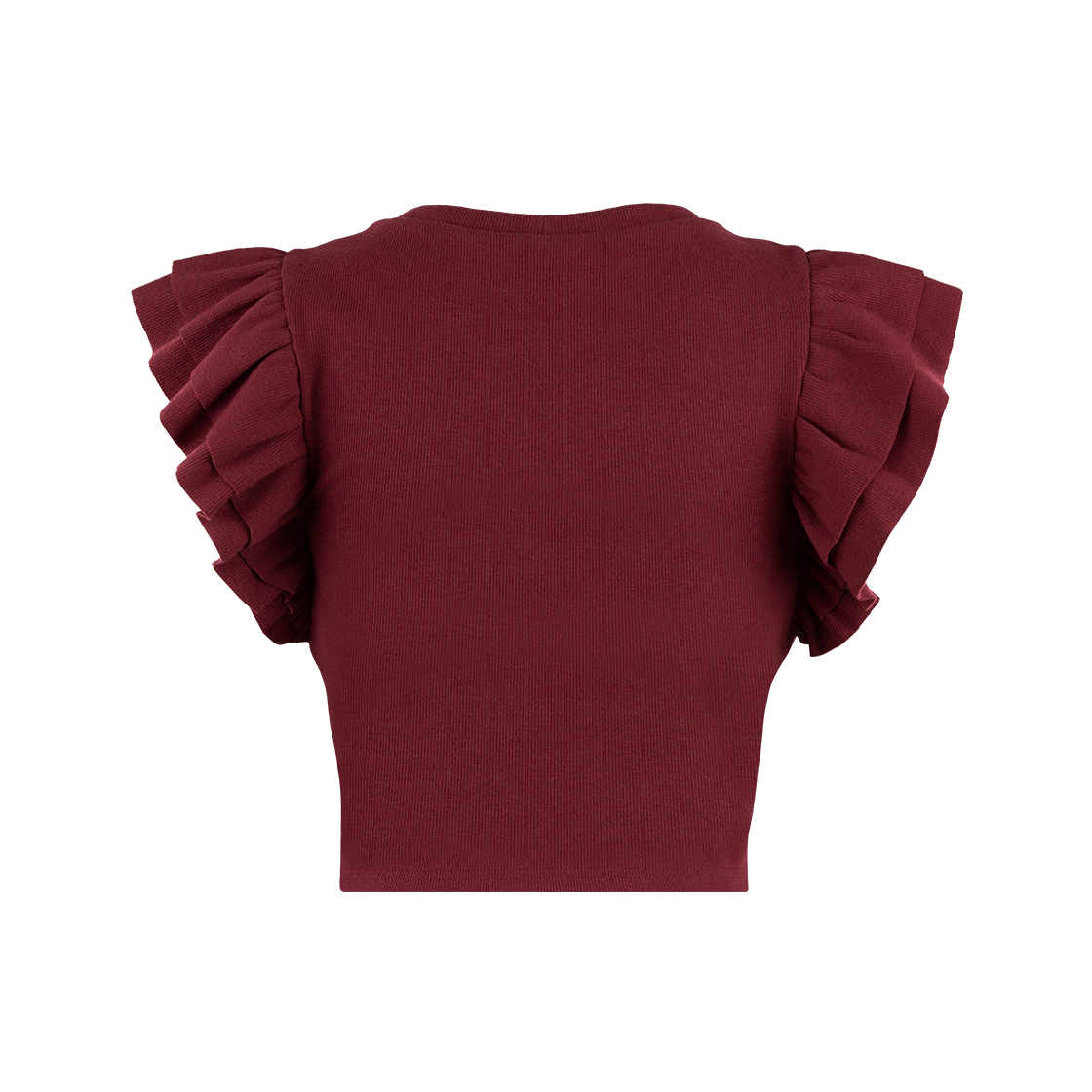 Maroon Knit Double Ruffle Sleeve Blouse