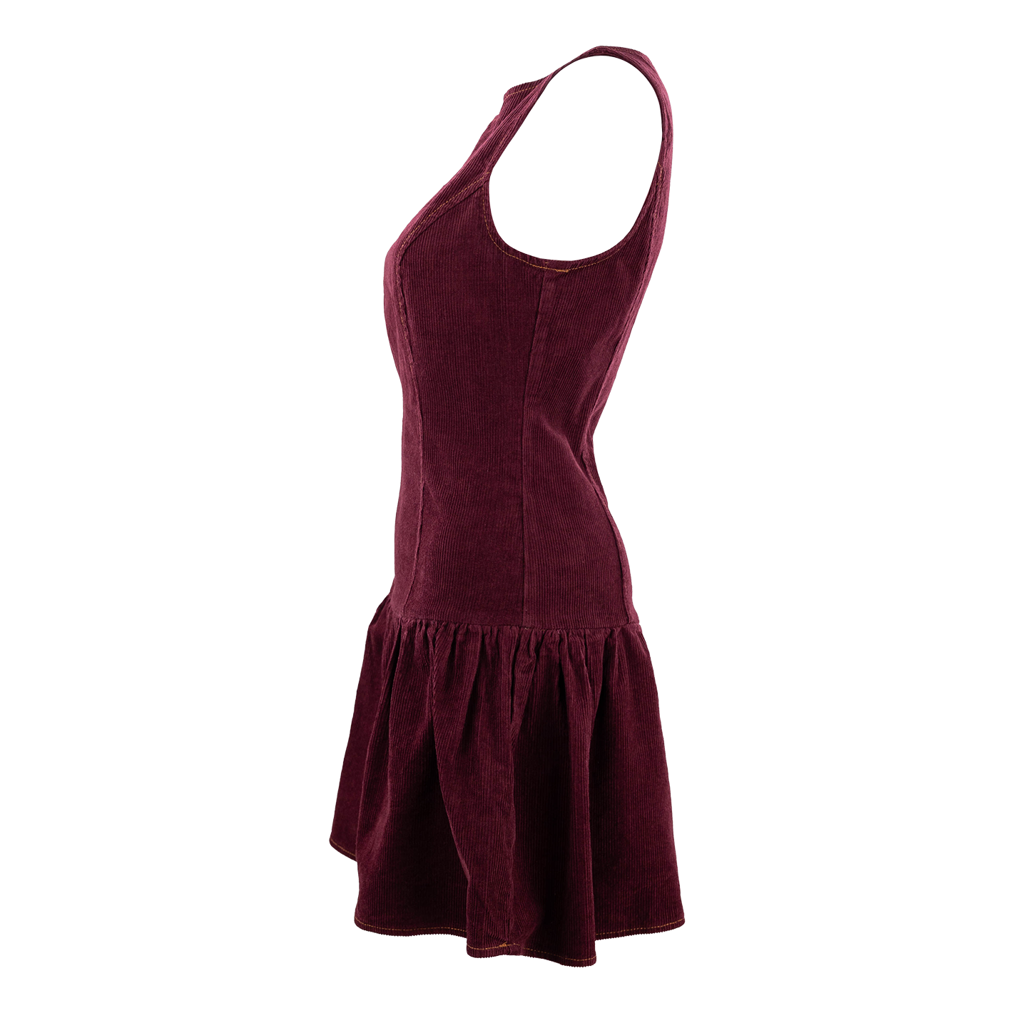 Maroon Straight Line Drop Waist Dress