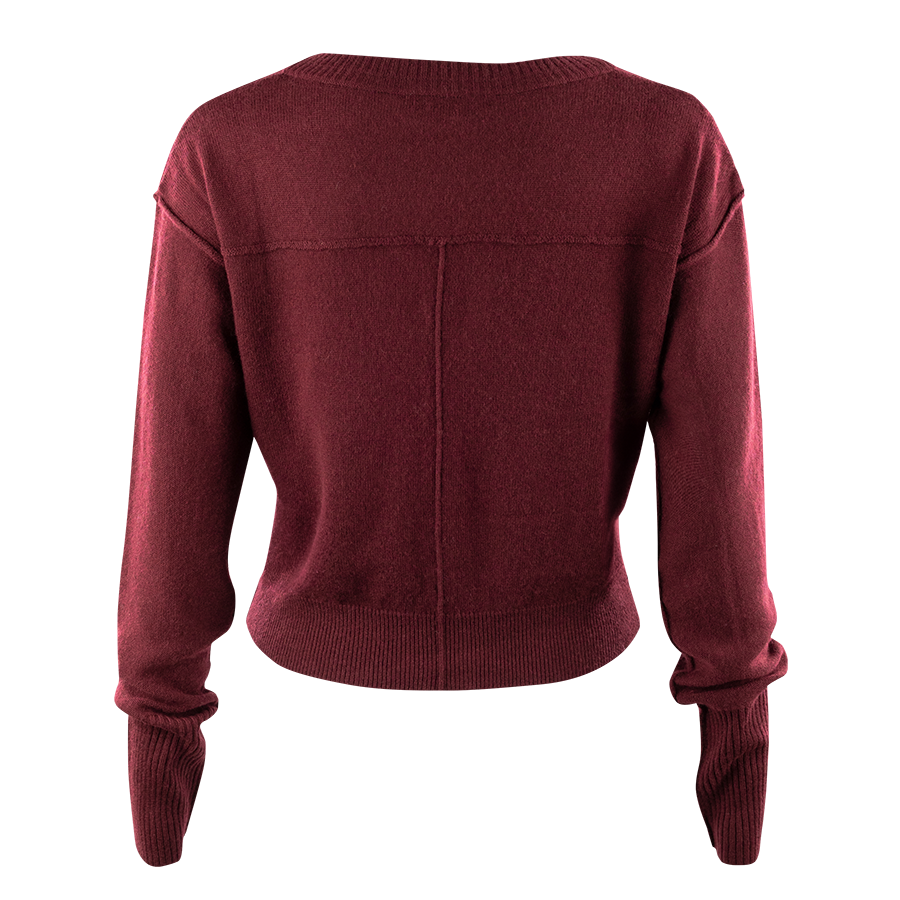 Maroon V-Neck Thin Sweater