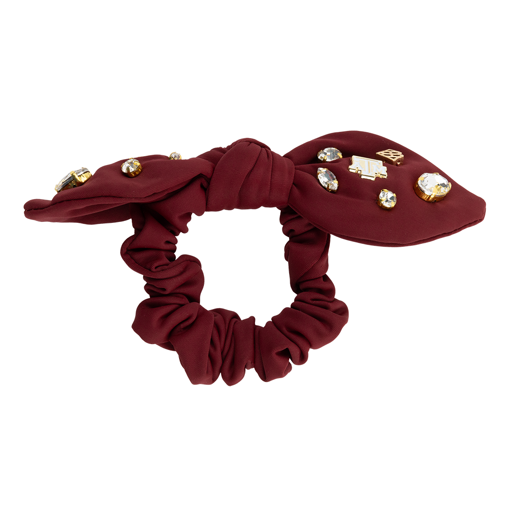 Maroon Logo Bow Scrunchie