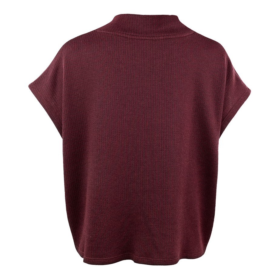 Mock Neck Loose Maroon Knit Top