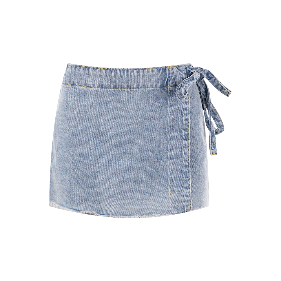 Light Wash Denim Wrap Skort