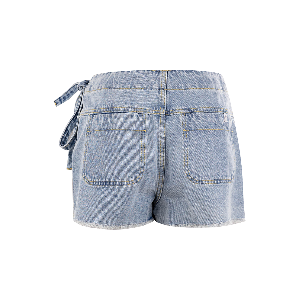 Light Wash Denim Wrap Skort