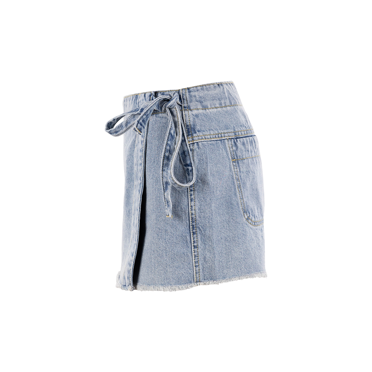 Light Wash Denim Wrap Skort