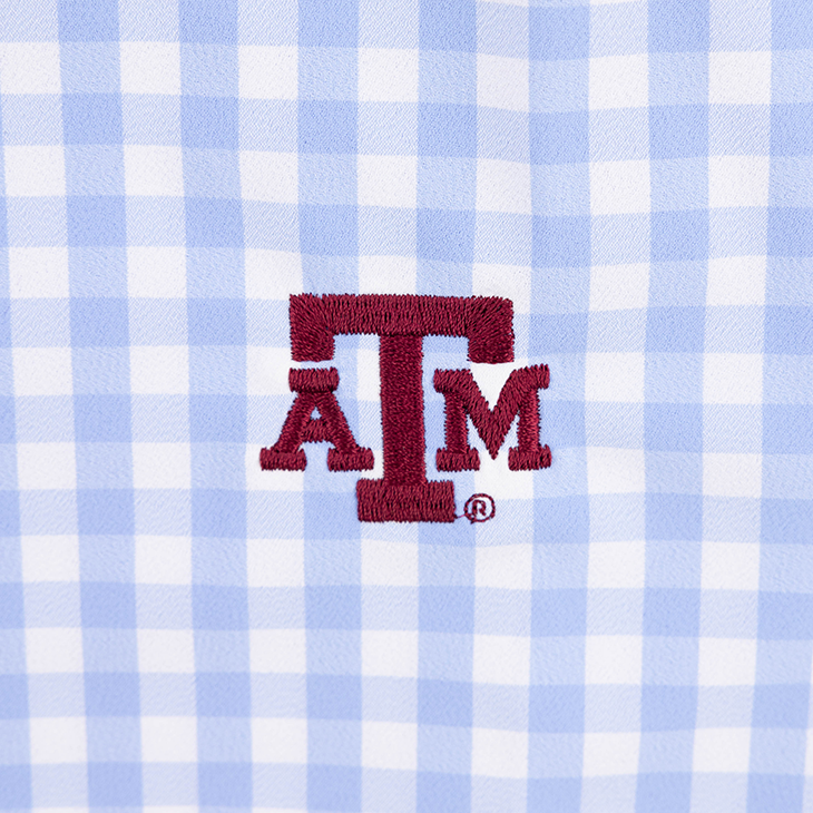 Texas A&M Light Blue Gingham Leeward Button Down