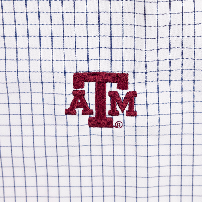 Texas A&M White and Navy Mini Grid Leeward Button Down