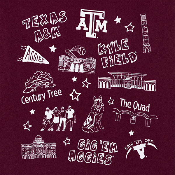 Texas A&M Youth Aggieland Landmarks T-Shirt