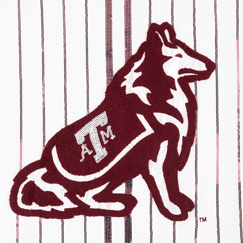 Texas A&M Queen of Sparkles Baseball Pinstripe Collie Tee