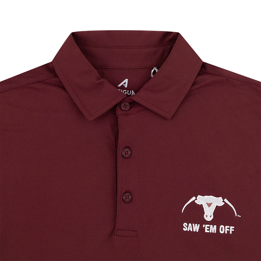 Saw 'Em Off Antigua Solid Maroon Polo