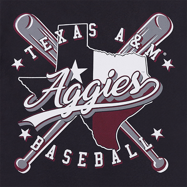 Texas A&M Aggies Crossed Bats Baseball T-Shirt