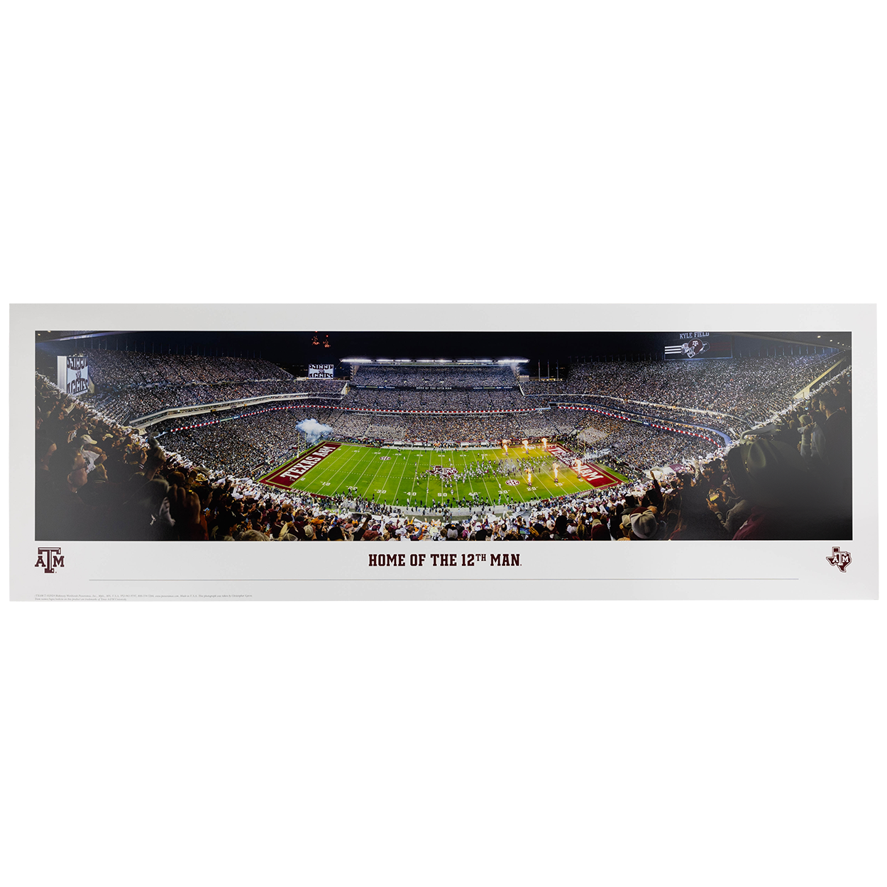 Picture of the Aggies against the Longhorns in a football game