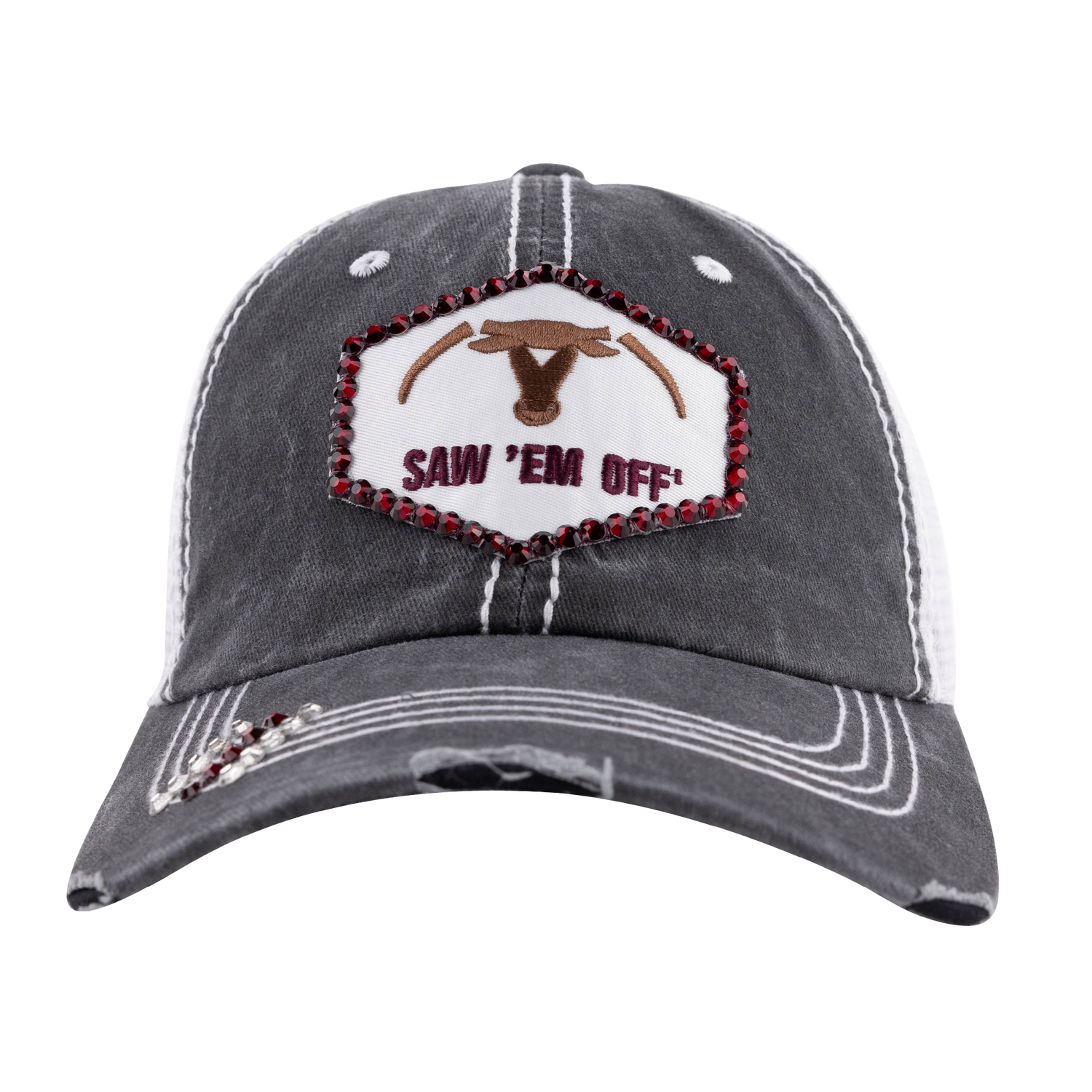 Rhinestone Saw 'Em Off Gray Hat