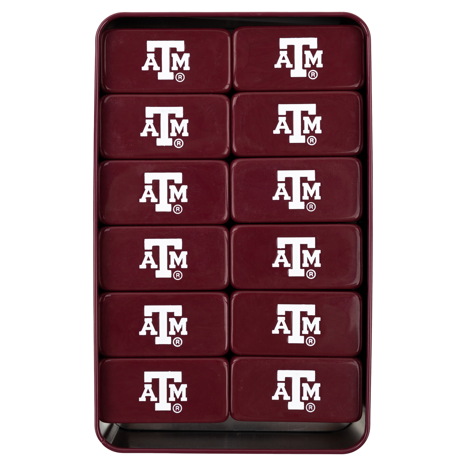 Texas A&M Maroon Dominoes Tin