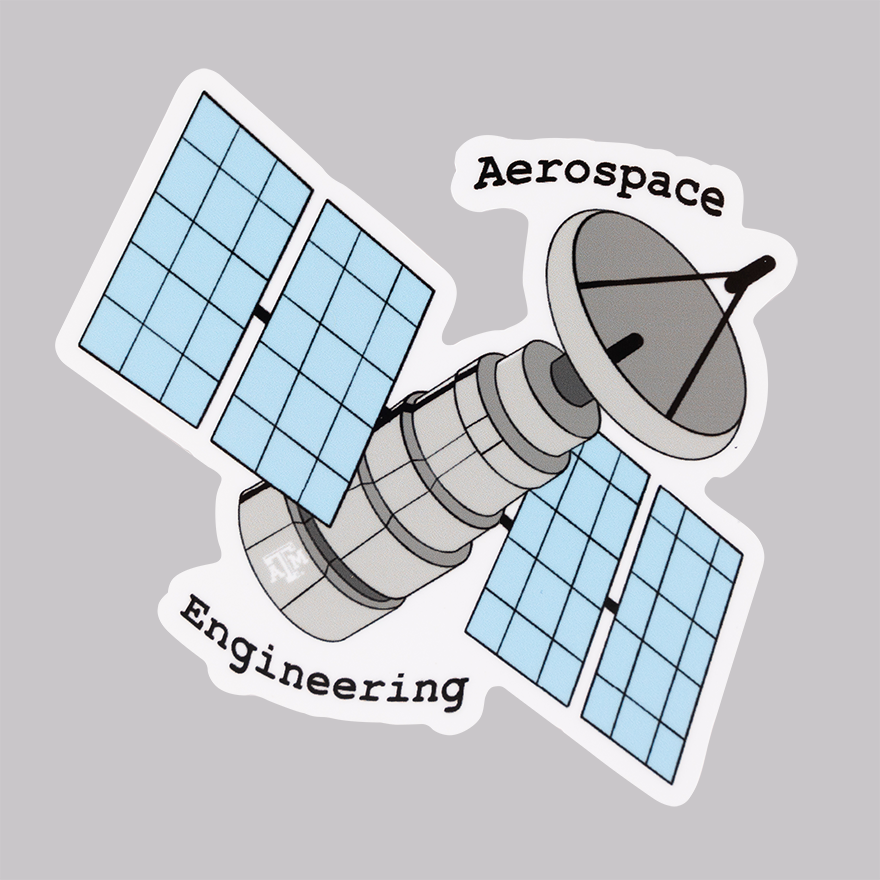 Satellite with Aerospace Engineering text