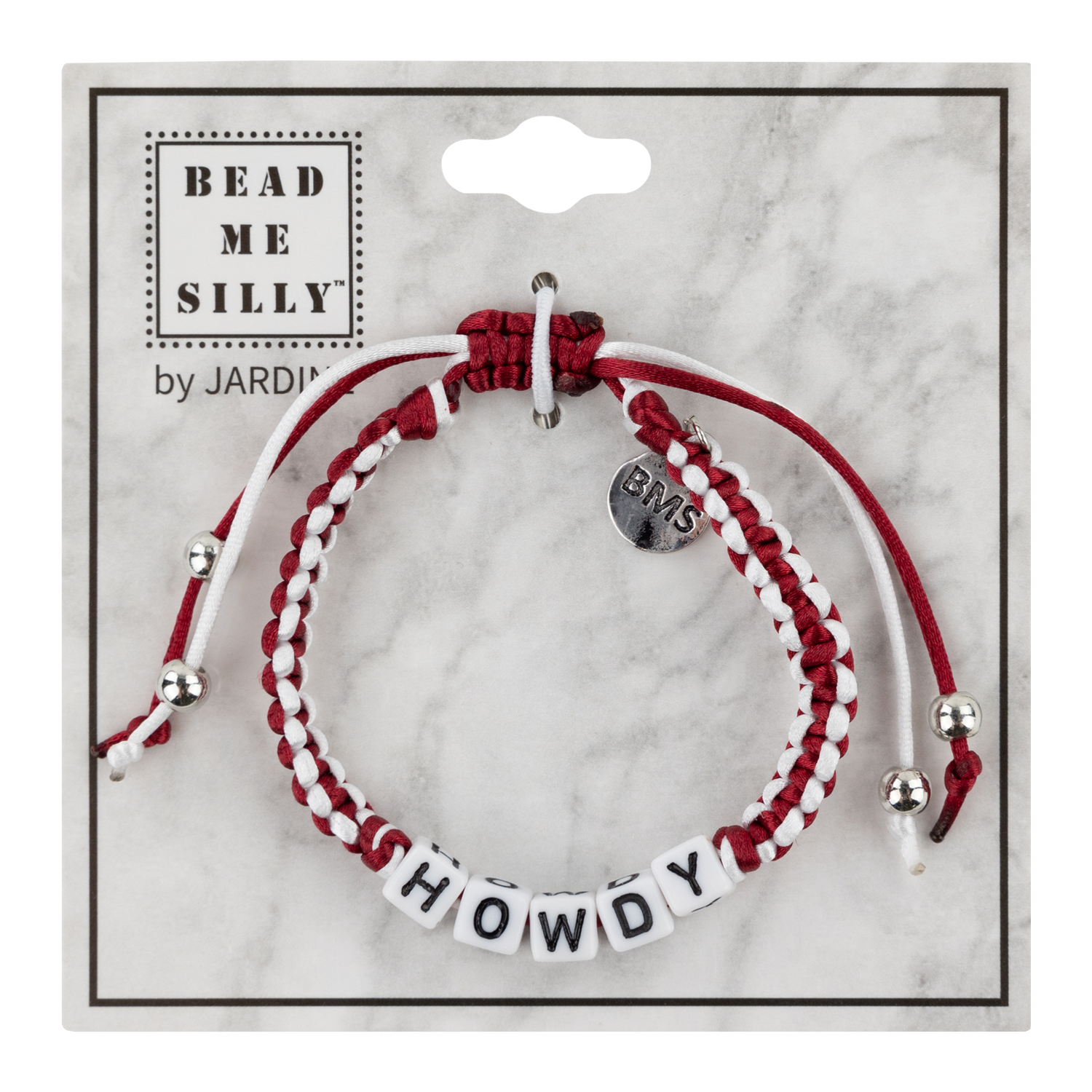 Maroon and White Bracelet with HOWDY letter beads