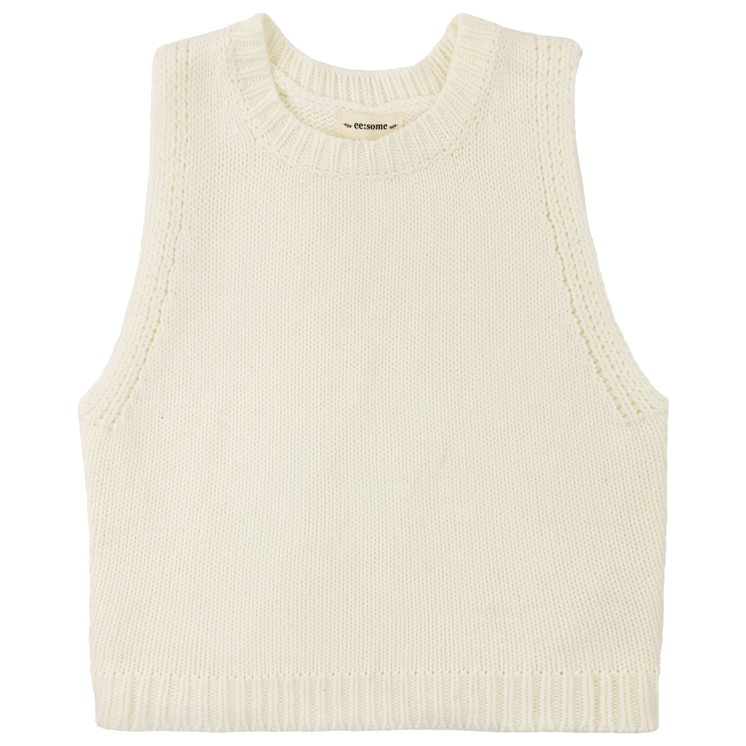 Cream Cropped Knit Tank Top