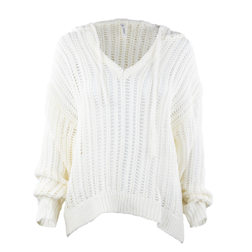 Cream Knitted Sweater with v neck