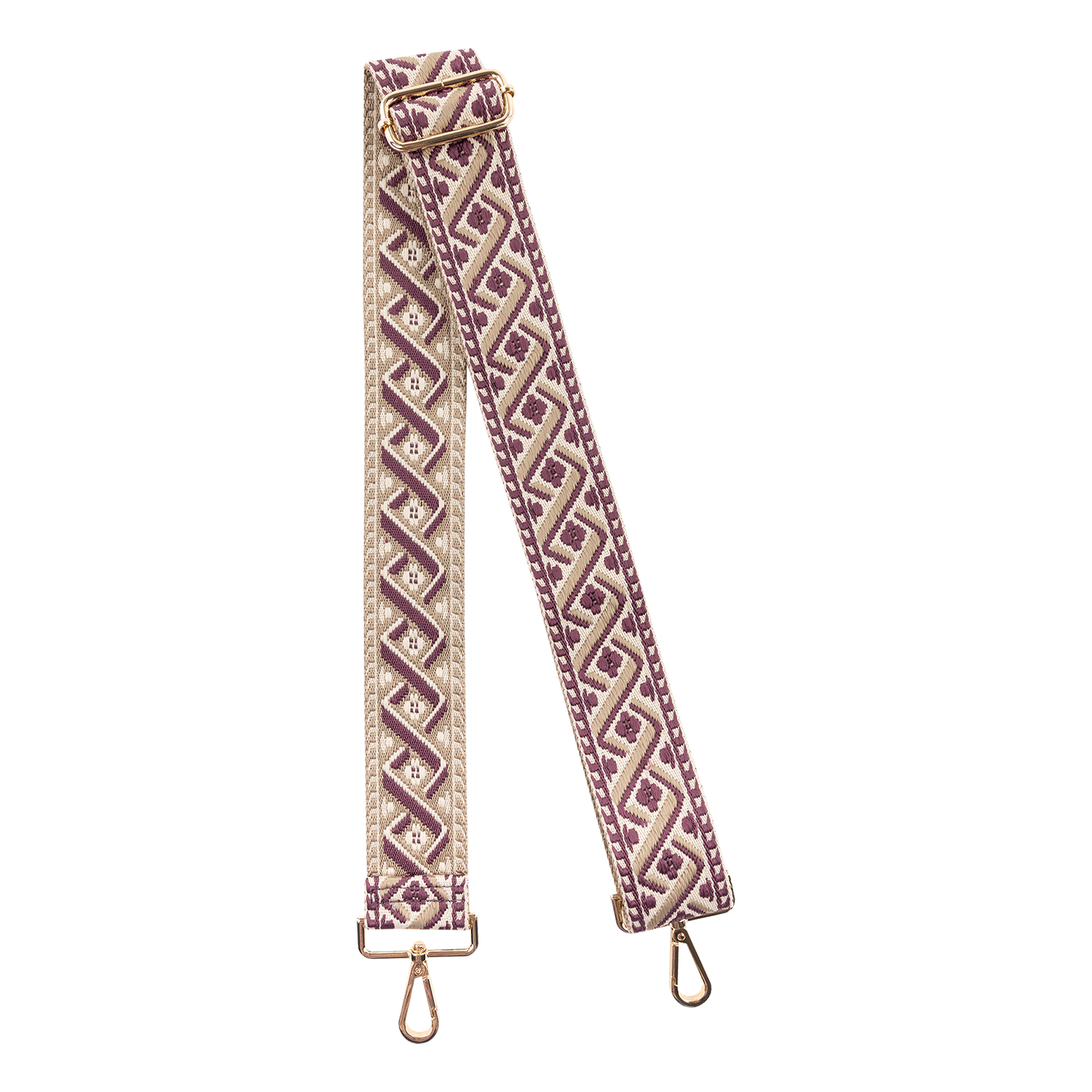 Maroon and cream embroidered purse strap