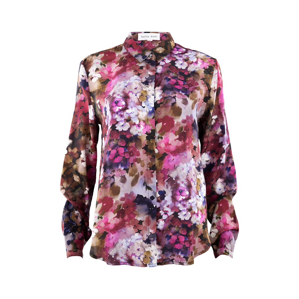 Floral long sleeve button down blouse.