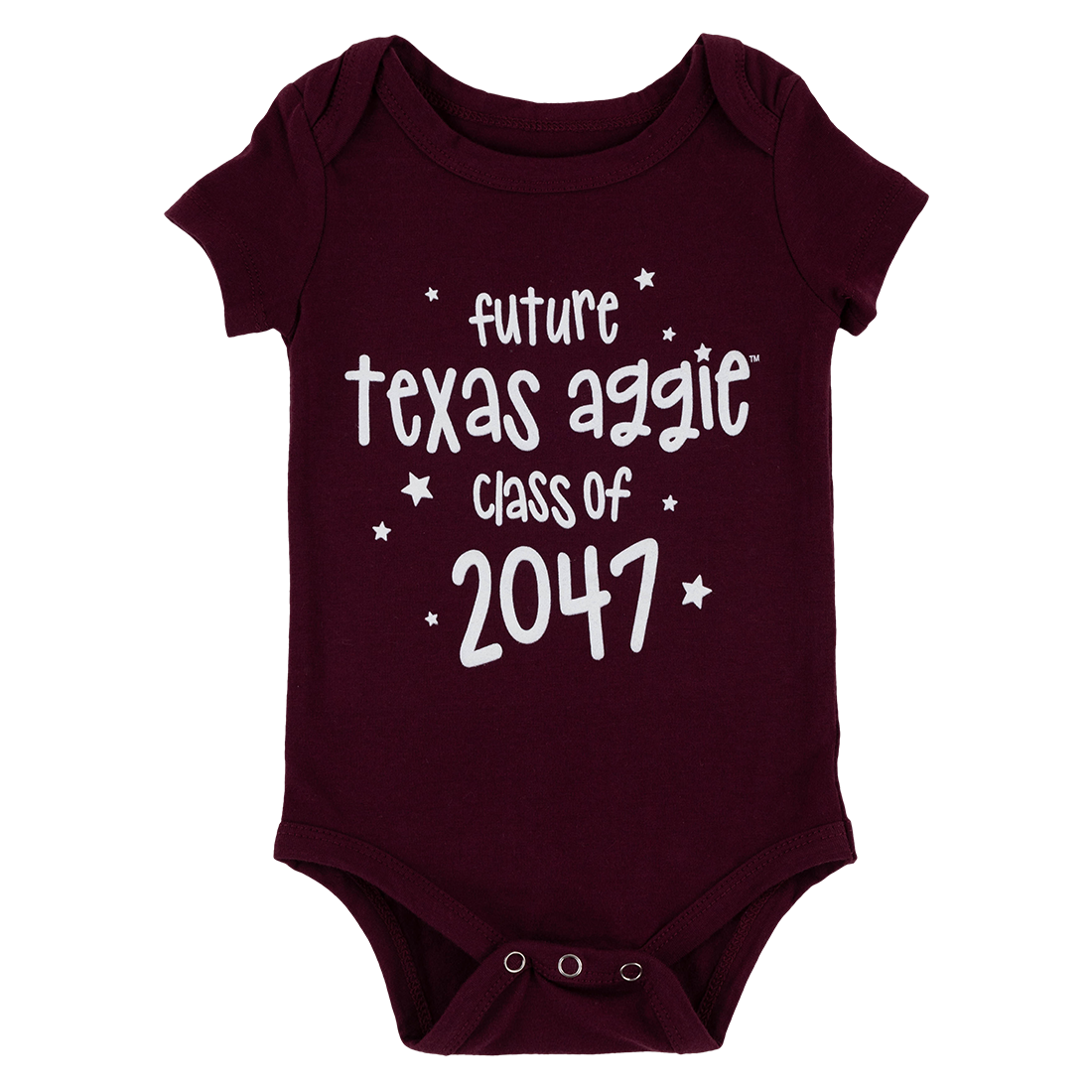 Maroon bodysuit with "Future Texas Aggie Class of 2047"