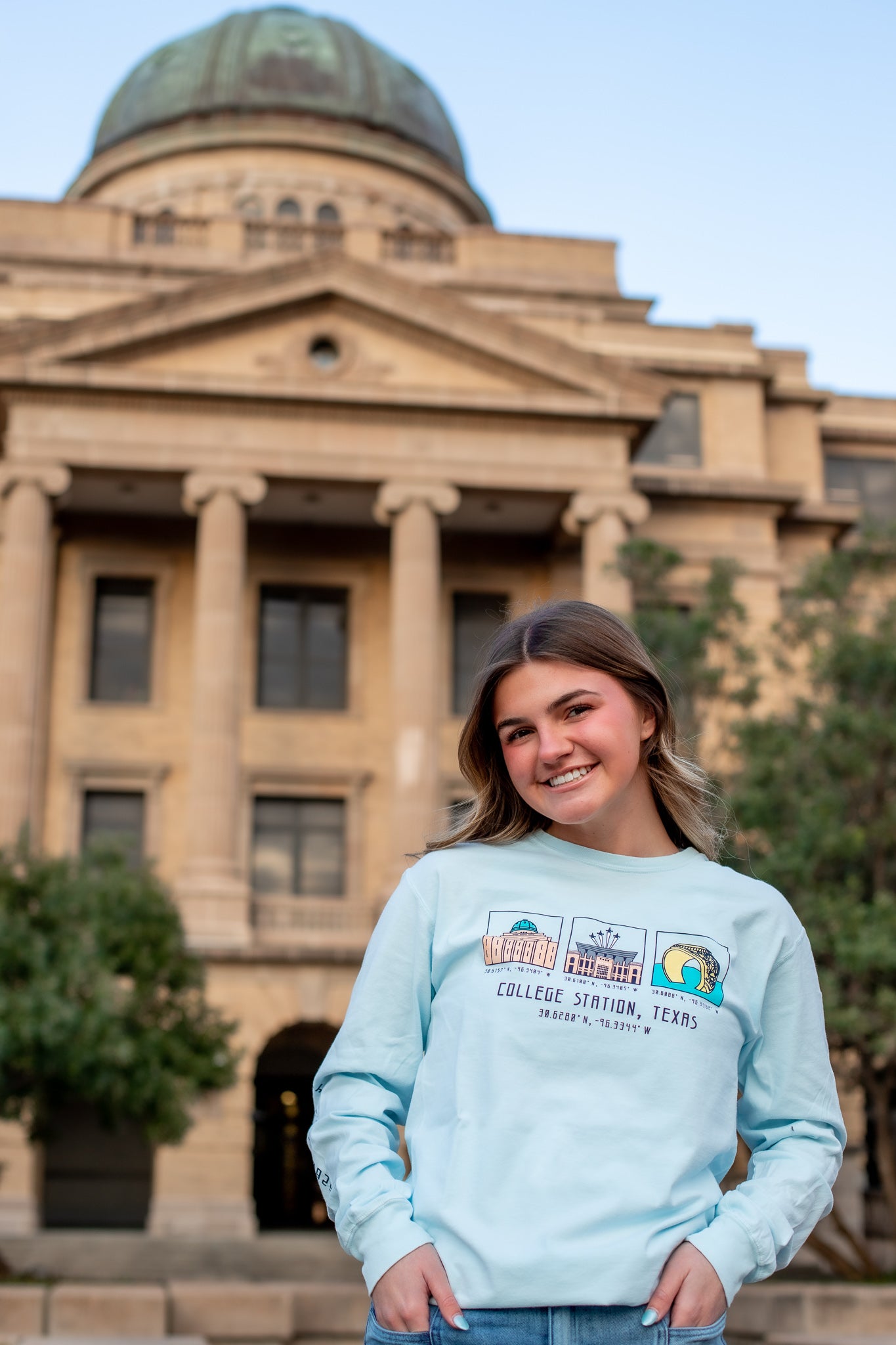 College Station Coordinates Long Sleeve T-Shirt