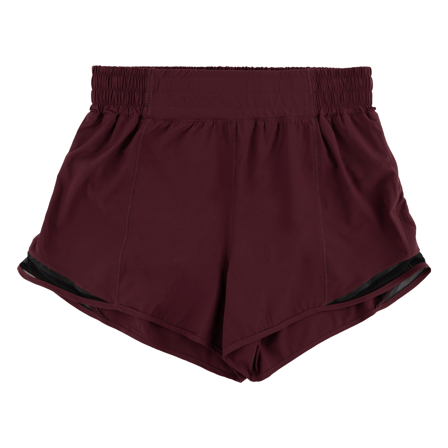 Maroon shorts with scrunched waist