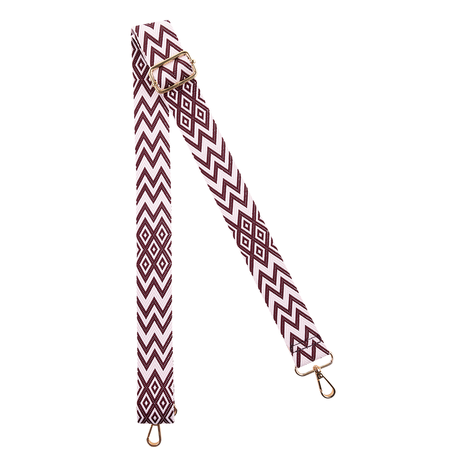 Maroon and white chevron purse strap